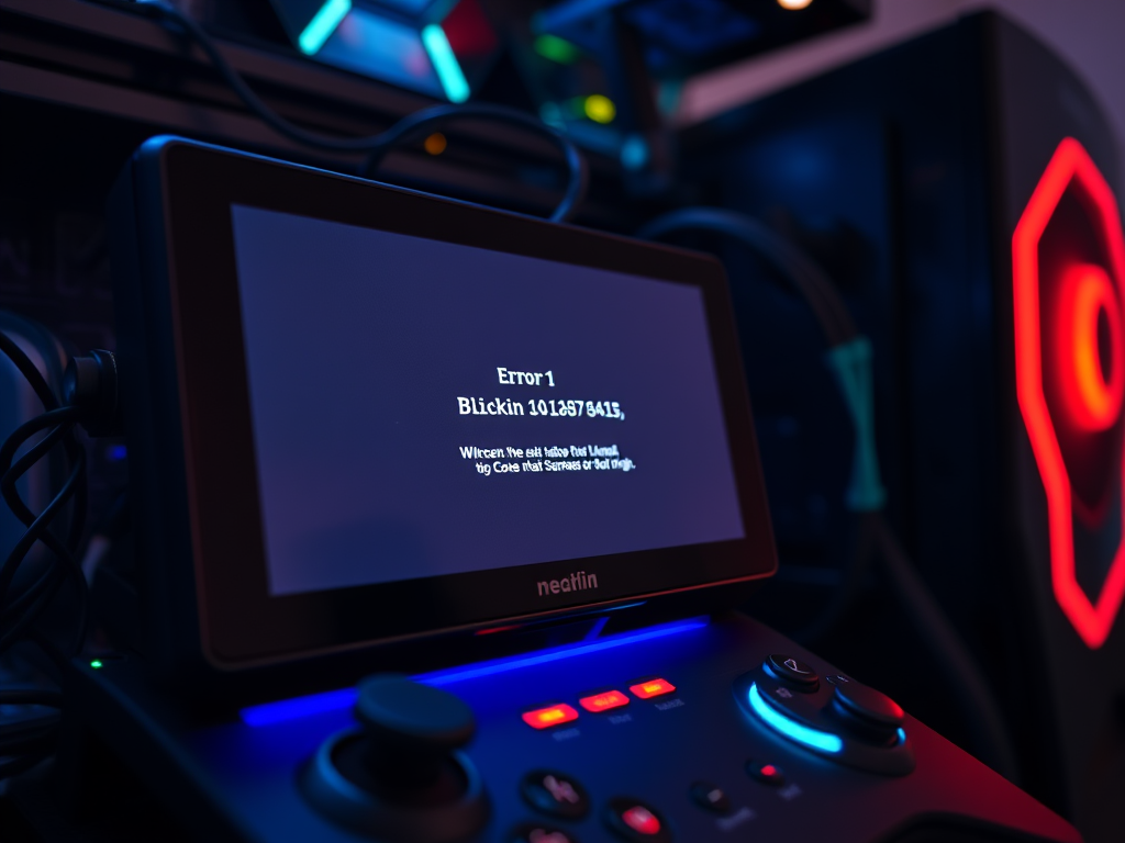 A device screen displaying an error message: "Error 1 Blink in 1012878415. Please check connections."